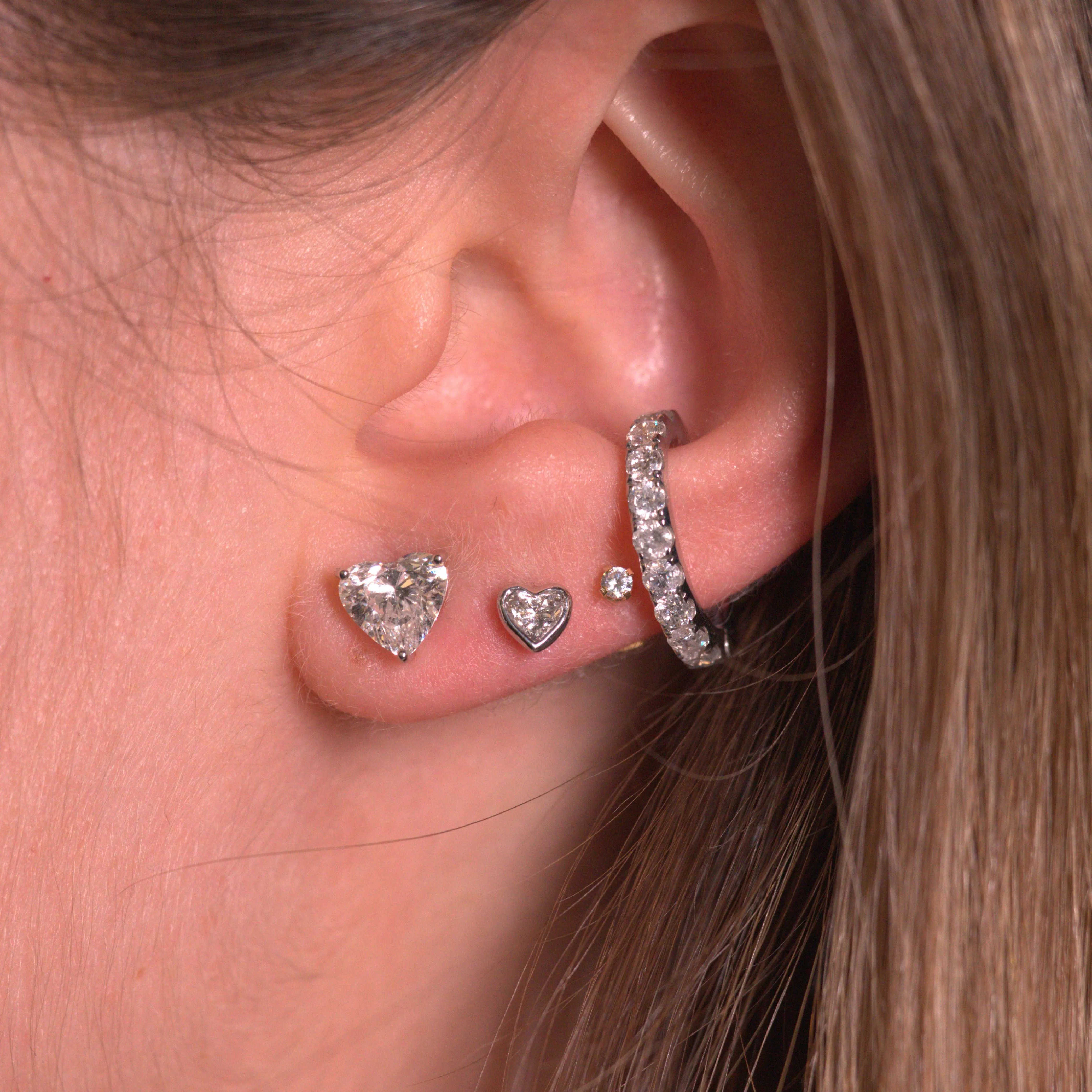 0.44ct Diamond 18K Gold Dainty Heart Stud Earrings
