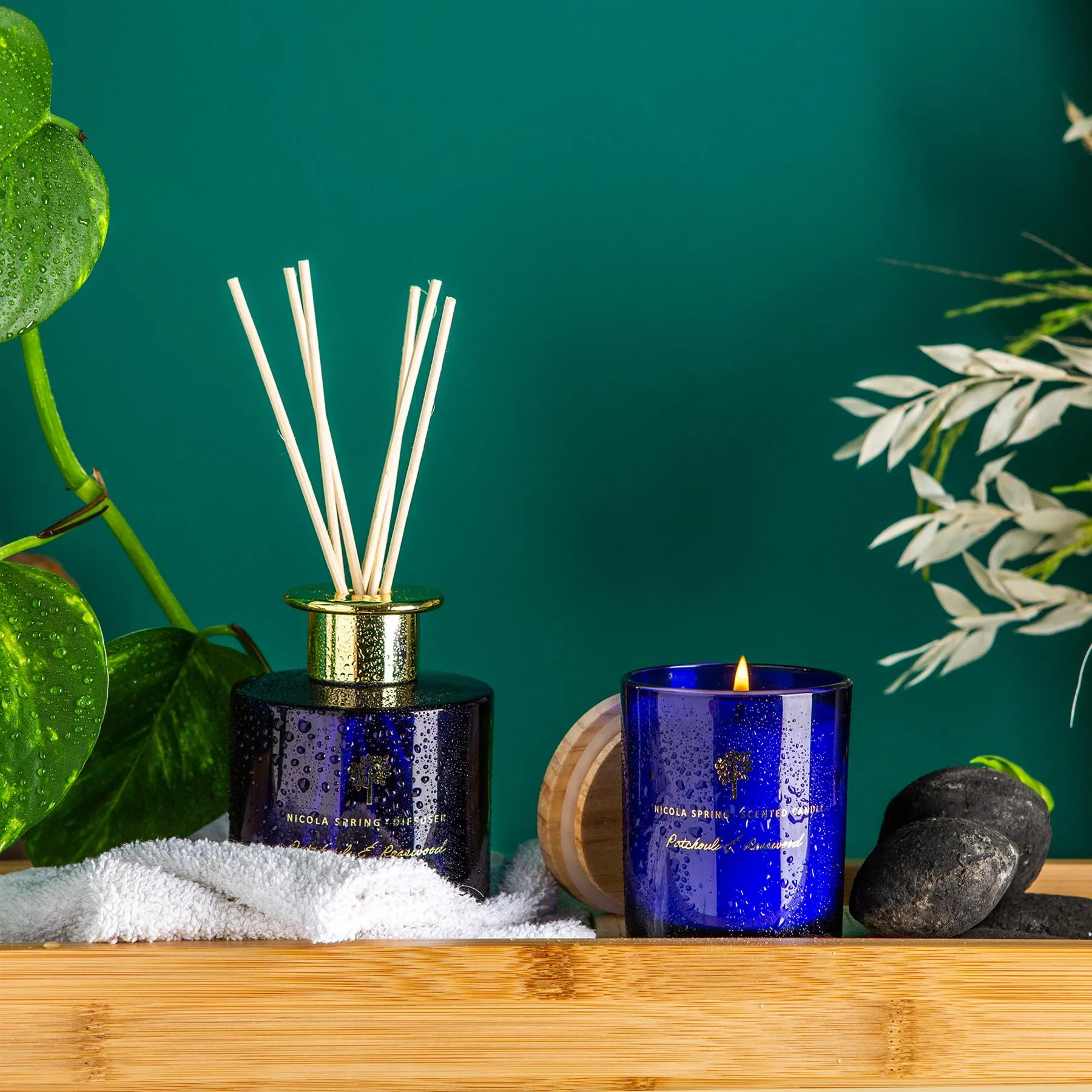 130g Patchouli & Rosewood Scented Soy Wax Candle - By Nicola Spring