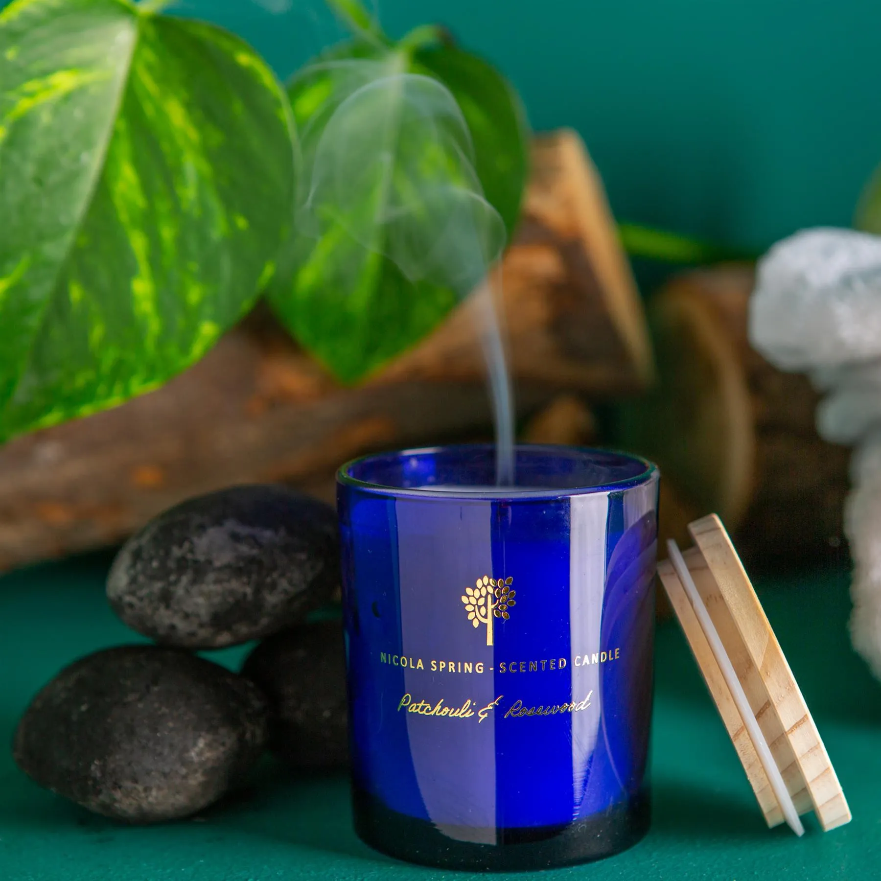 130g Patchouli & Rosewood Scented Soy Wax Candle - By Nicola Spring