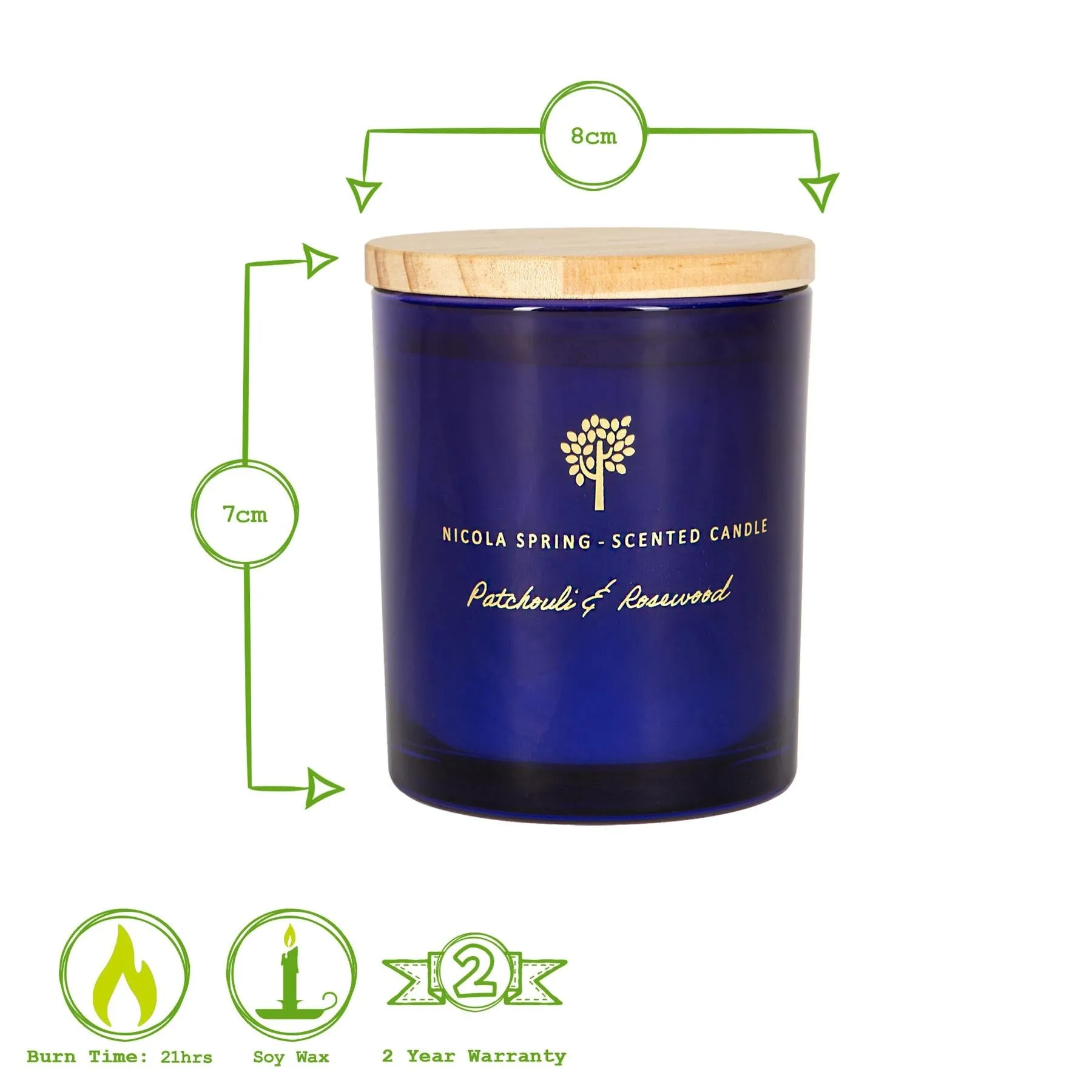 130g Patchouli & Rosewood Scented Soy Wax Candle - By Nicola Spring