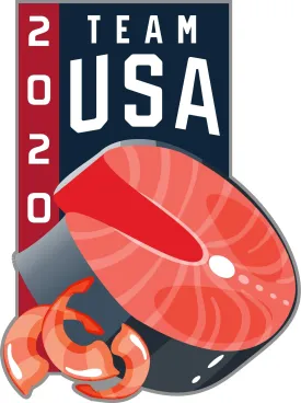 2020 Summer Olympics Tokyo Japan "Team USA" Tuna & Shrimp Metal Lapel Pin