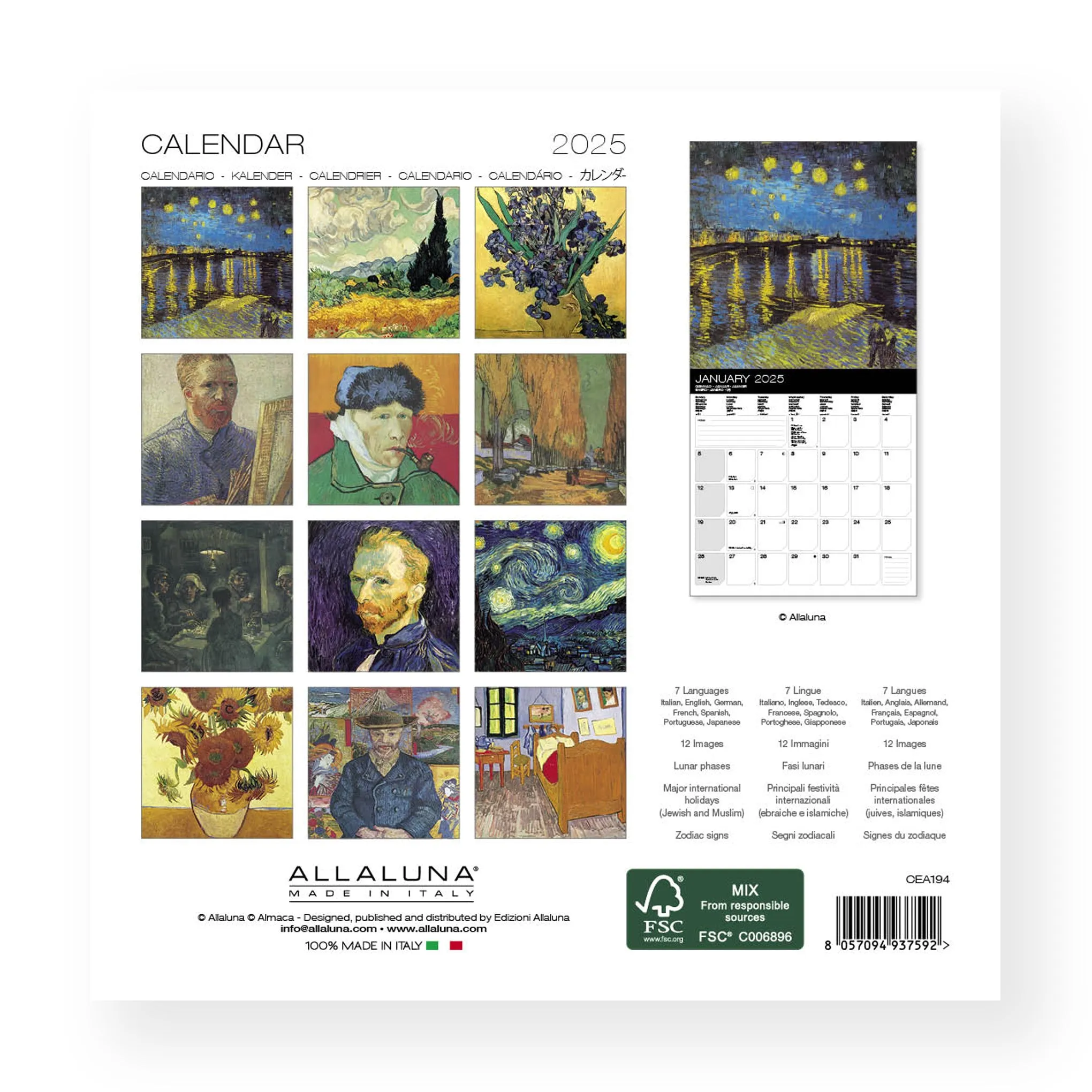 2025 Vincent van Gogh Mini Wall Calendar