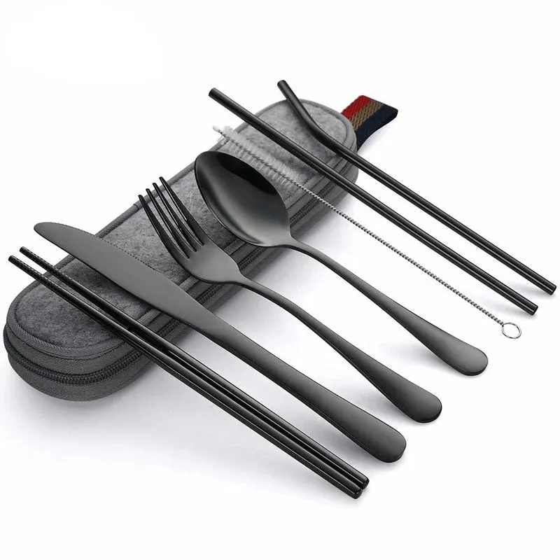 8Pcs/set Tableware Reusable Travel Cutlery Set