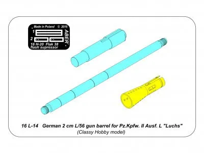 Aber 1/16 German 2 cm L/56 Gun Barrel for Pz.Kpfw. II Ausf. L Luchs 16 L-14