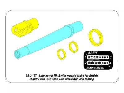 Aber 1/35 British 25 pdr Late Barrel MK2 With Muzzle Brake 35 L-127