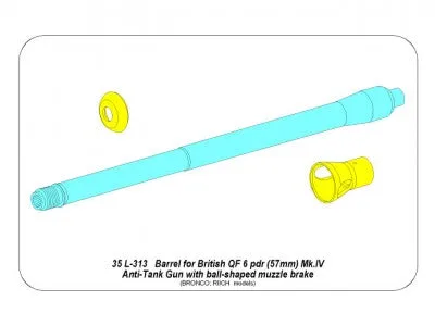 Aber 1/35 British 6 pdr Mk.IV (57mm) A/T Gun with ball muzzle brake 35 L-313