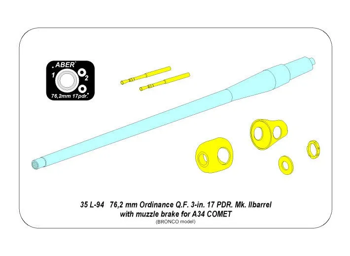 Aber 1/35 British A34 Comet 76.2mm Barrel w/ MGs 35 L-94