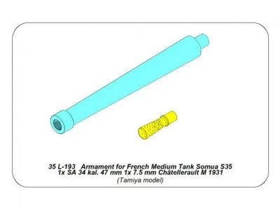Aber 1/35 French 47mm and MG Armament For Somua 35 L-193