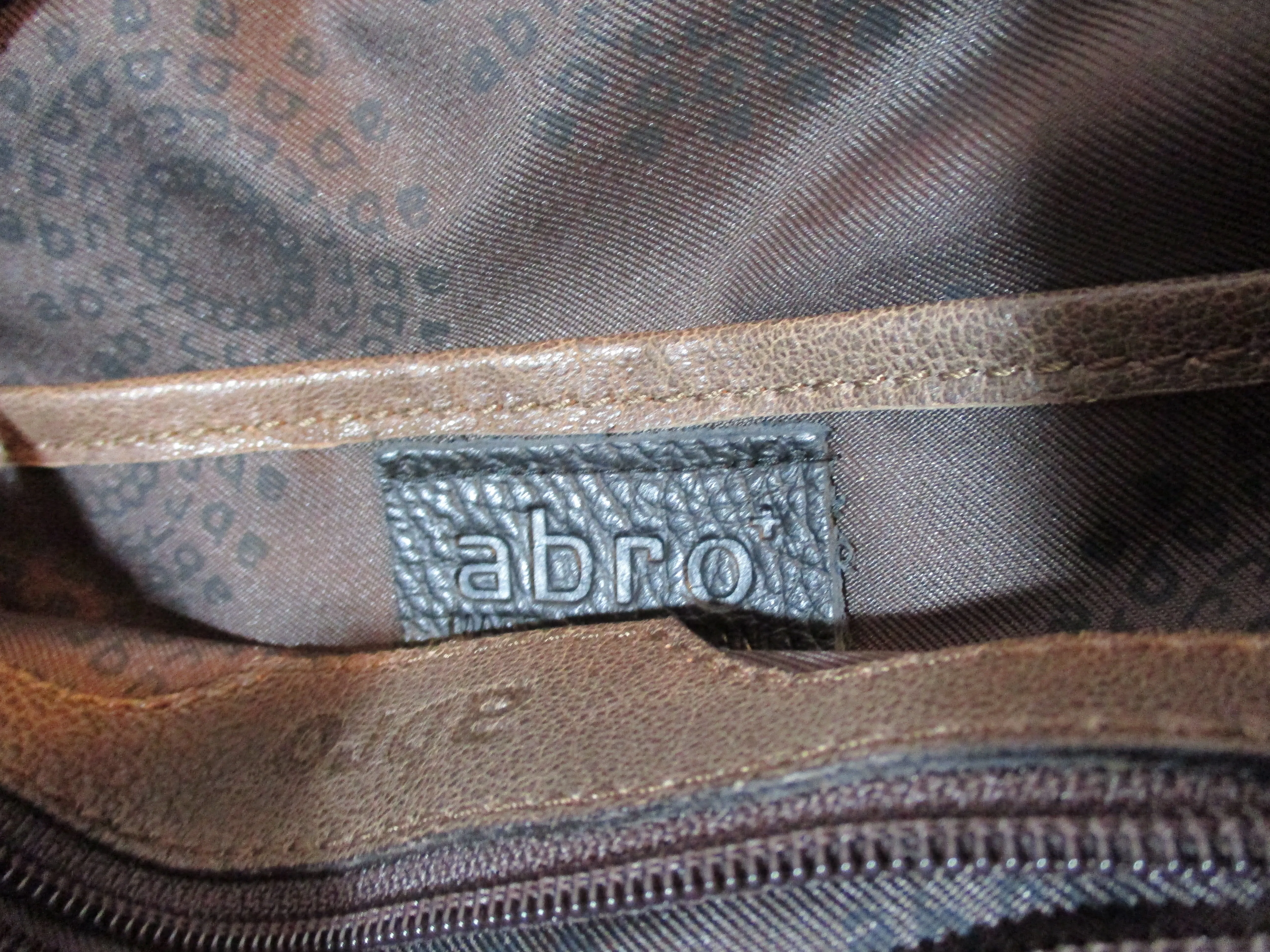 ABRO leather hobo satchel shoulder bag BROWN purse Tote