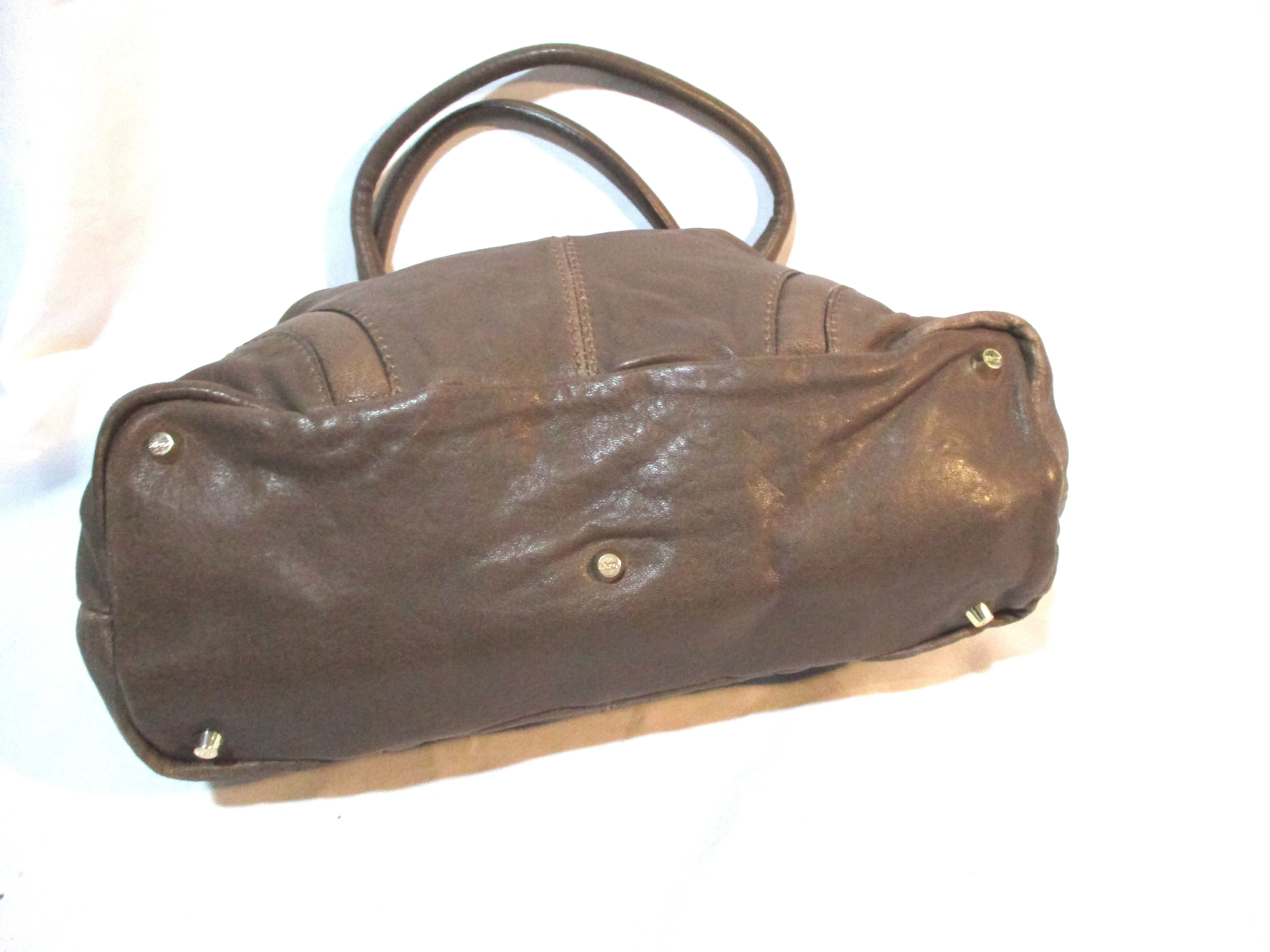 ABRO leather hobo satchel shoulder bag BROWN purse Tote