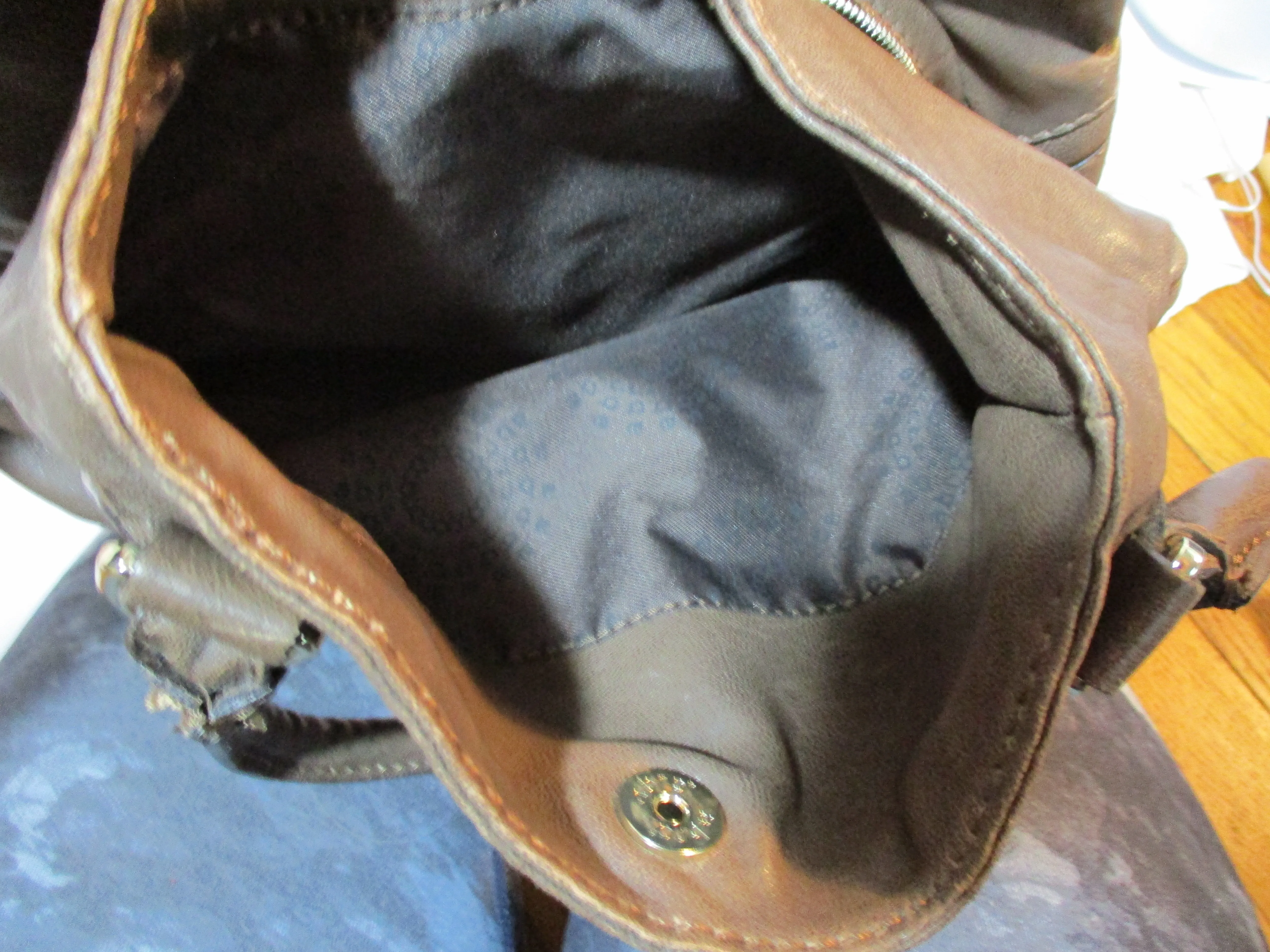 ABRO leather hobo satchel shoulder bag BROWN purse Tote