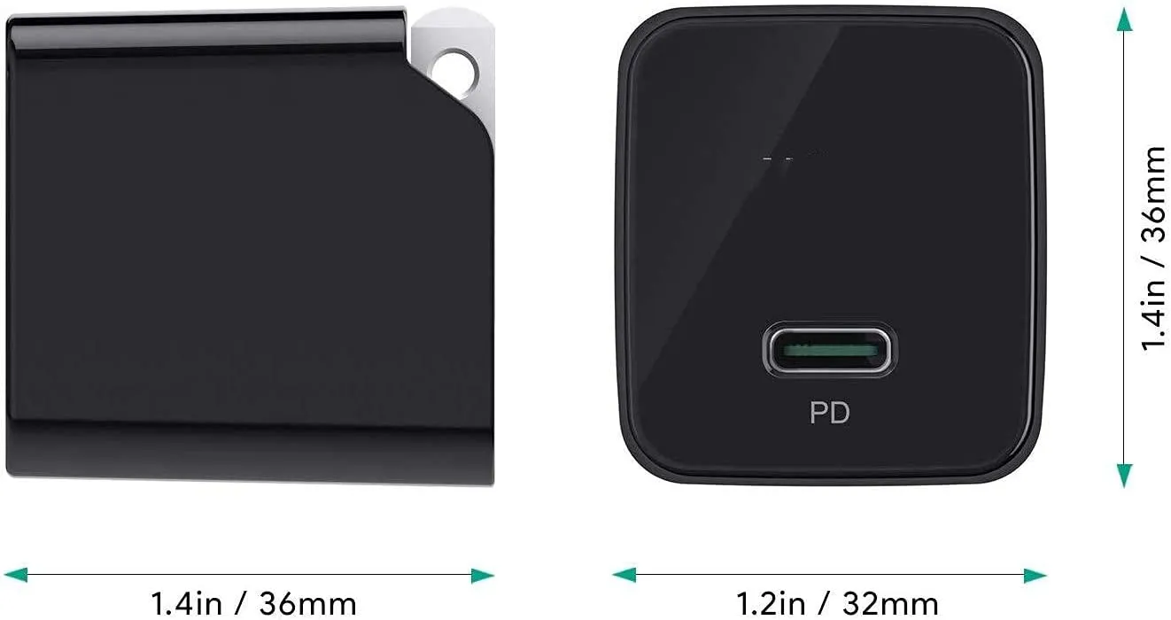 Aukey Minima 20W Fast Type C Wall Charger with Foldable Plug- Ultra-Compact PD Charger
