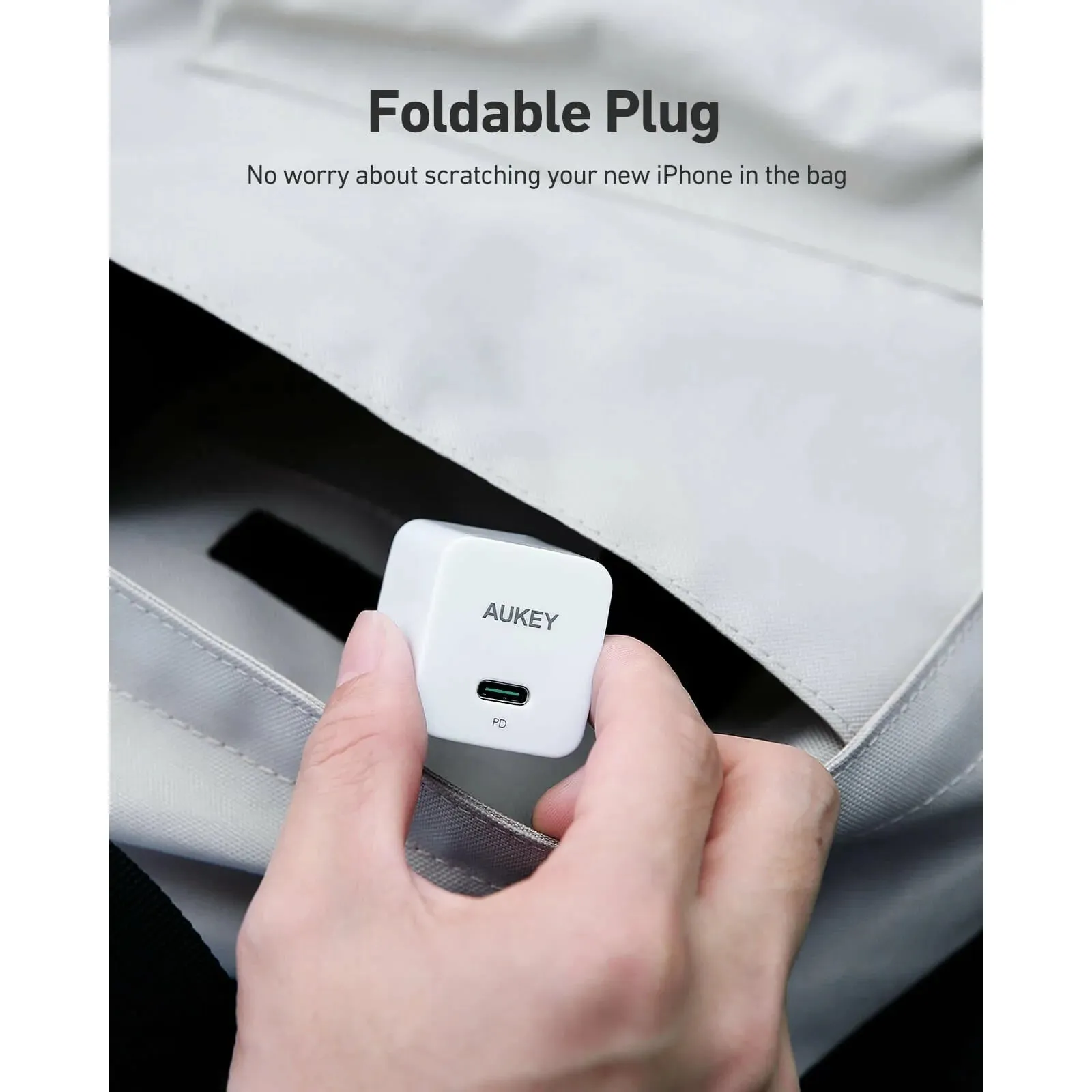 Aukey Minima 20W Fast Type C Wall Charger with Foldable Plug- Ultra-Compact PD Charger