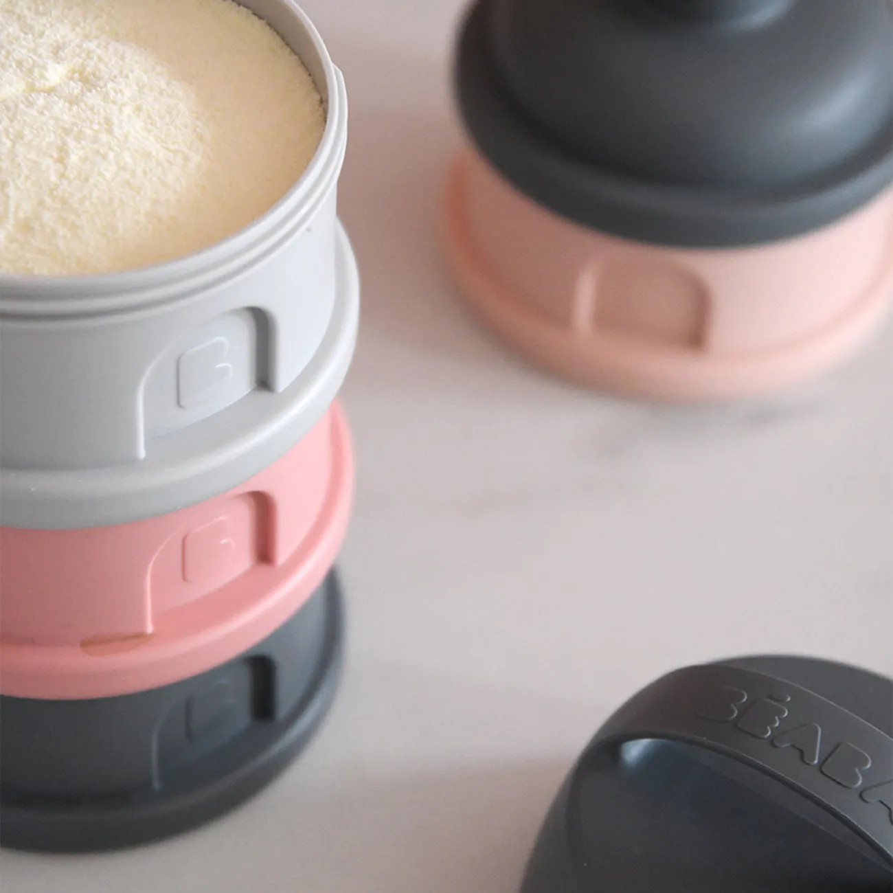 Beaba - Formula & Snack Container - Mineral Grey/Pink