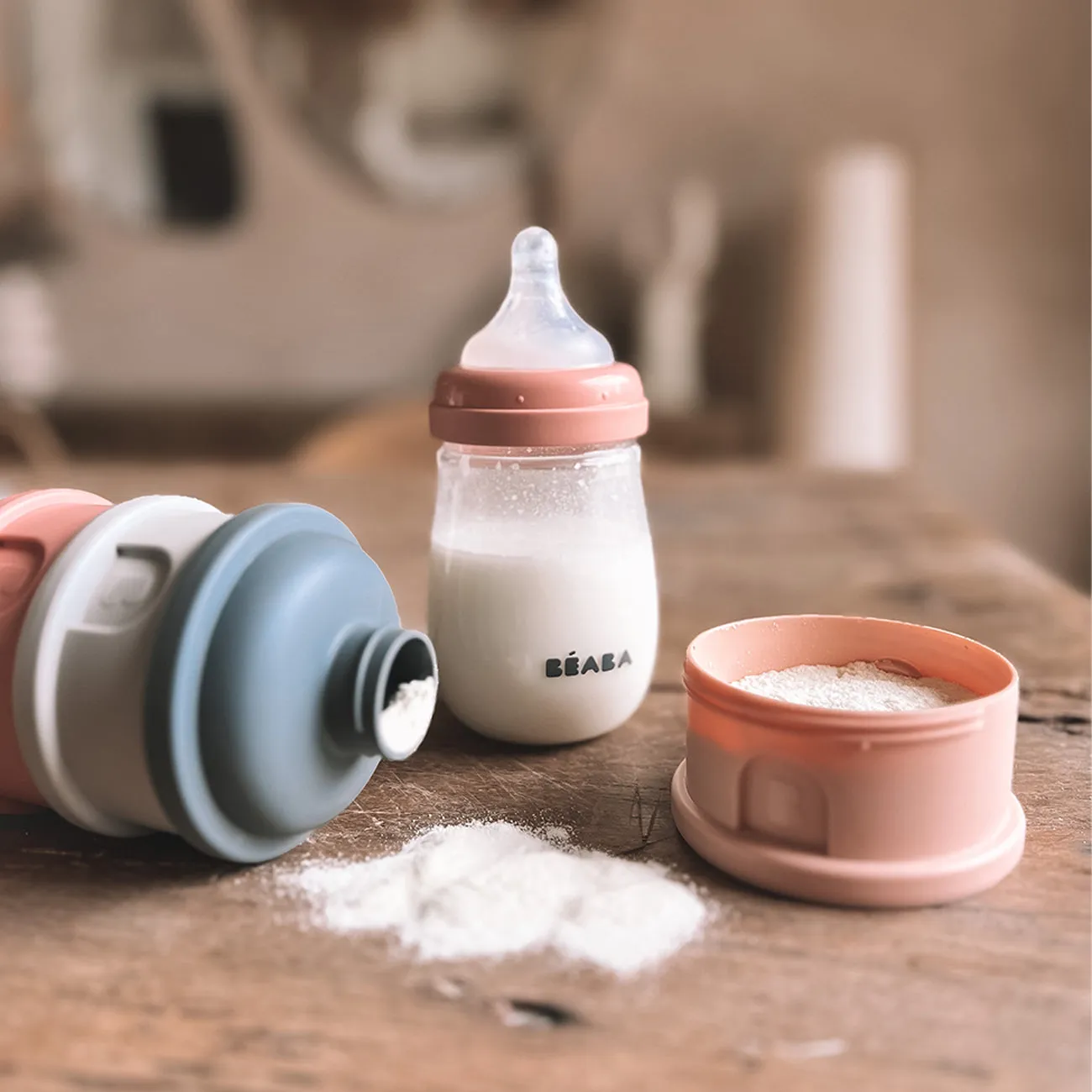 Beaba - Formula & Snack Container - Mineral Grey/Pink