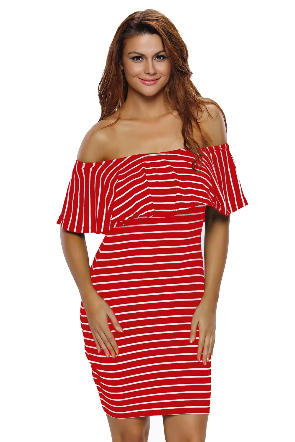 Better Than Ever Striped Off Shoulder Bodycon Dress