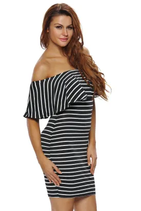Better Than Ever Striped Off Shoulder Bodycon Dress