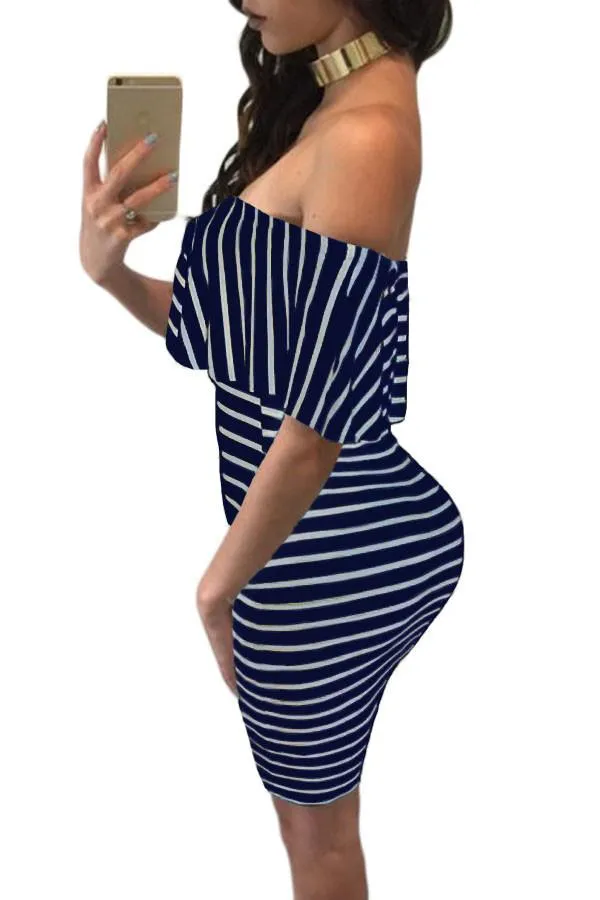 Better Than Ever Striped Off Shoulder Bodycon Dress