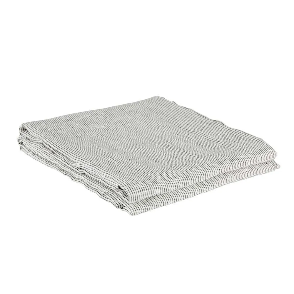Black Pinstripe – Linen Flat Sheet