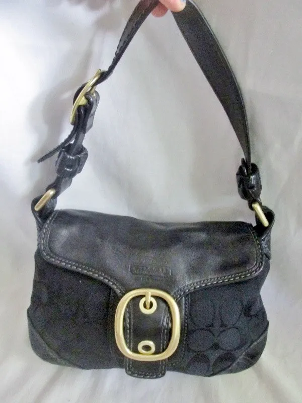COACH 11441 Leather BLEEKER FRONT FLAP Handbag Hobo Shoulder Bag BLACK