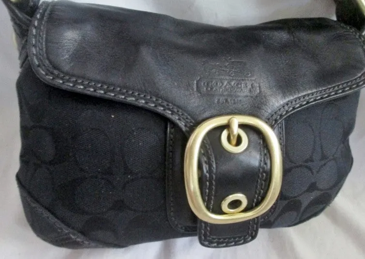 COACH 11441 Leather BLEEKER FRONT FLAP Handbag Hobo Shoulder Bag BLACK