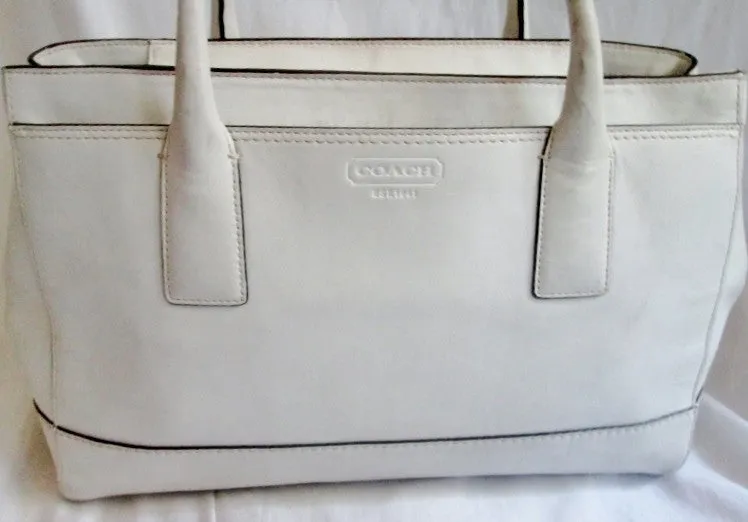 COACH 11554 MADELINE HAMPTON Leather Handbag Satchel Tote Shoulder Bag WHITE