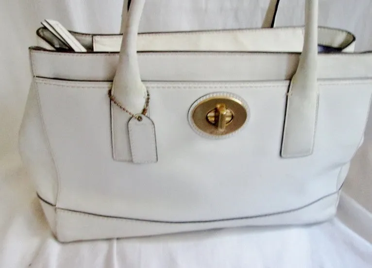 COACH 11554 MADELINE HAMPTON Leather Handbag Satchel Tote Shoulder Bag WHITE