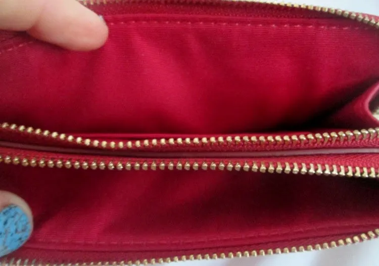 COACH NEW YORK Leather Wristlet Purse Wallet Coin Purse Zip RED CHILE