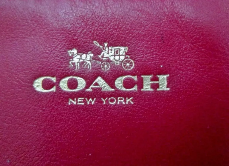 COACH NEW YORK Leather Wristlet Purse Wallet Coin Purse Zip RED CHILE
