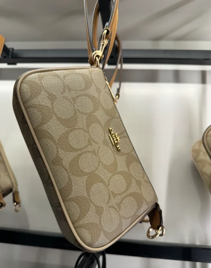 Coach Nolita 19 Wristlet Signature Light Khaki Ivory Multi