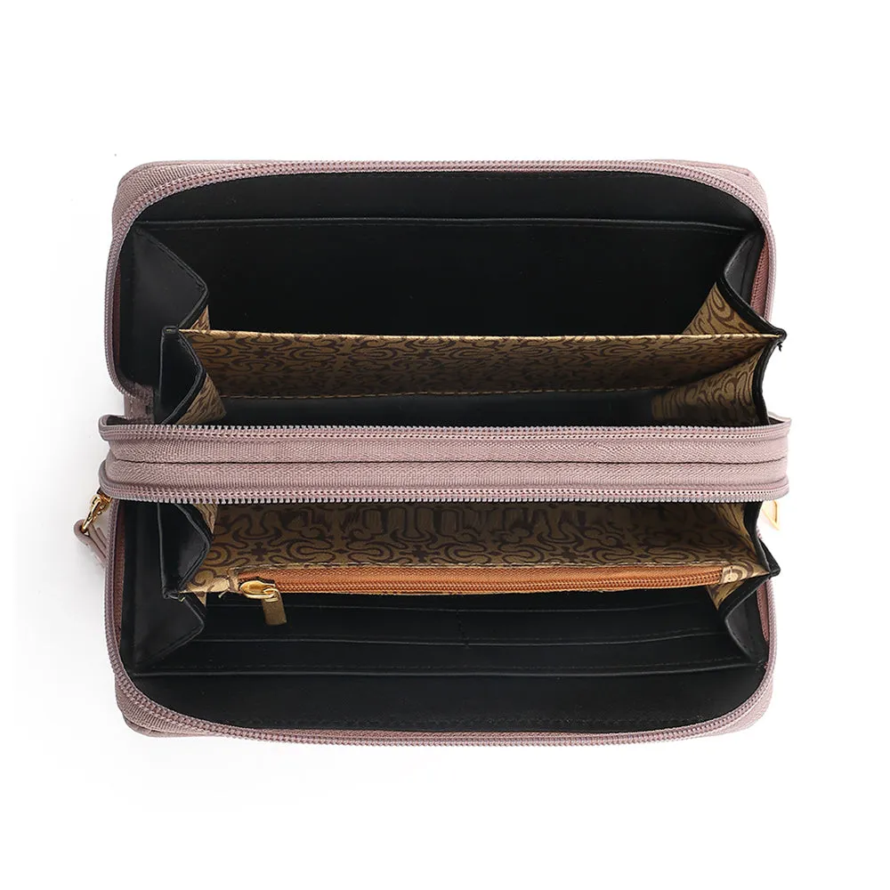 Double Zip Around Wallet  with Wristlet Strap