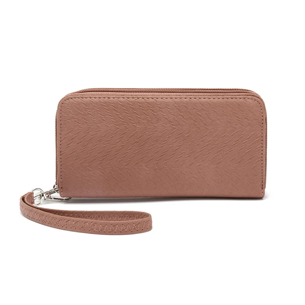 Double Zip Around Wallet  with Wristlet Strap