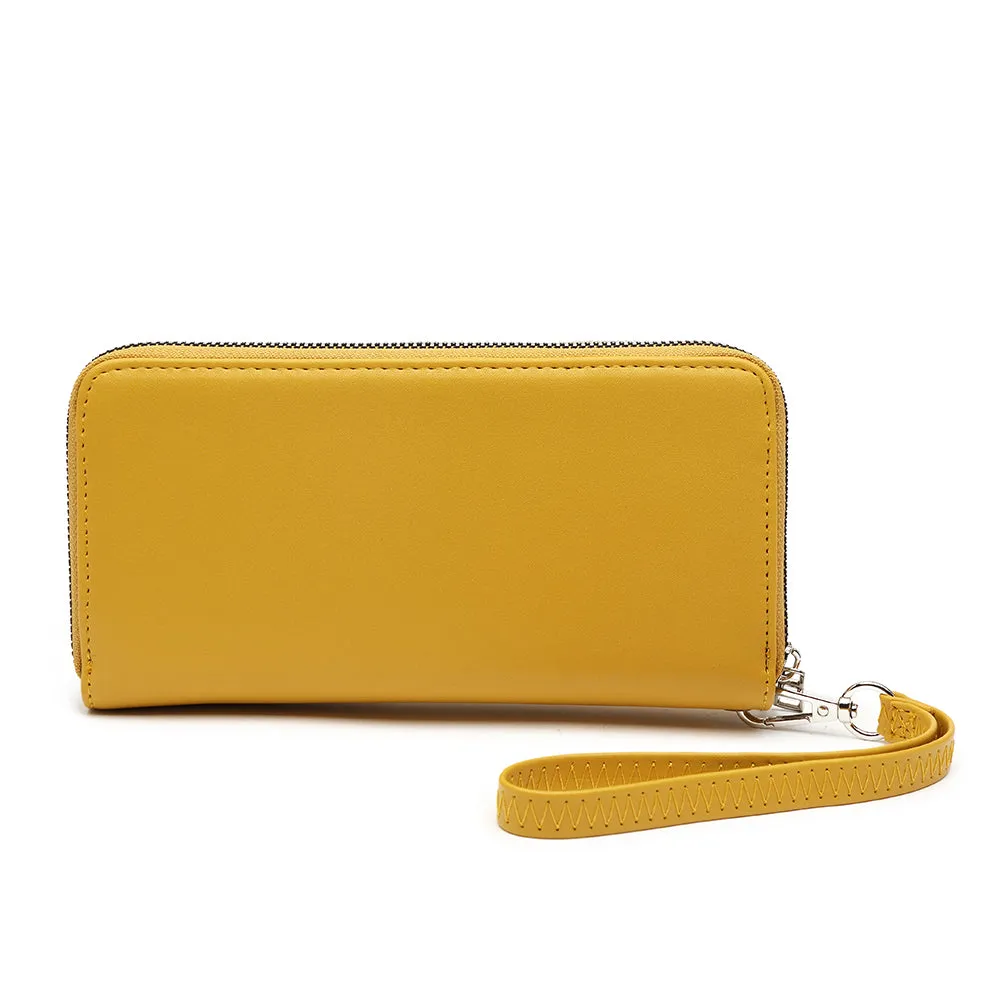 Double Zip Around Wallet  with Wristlet Strap