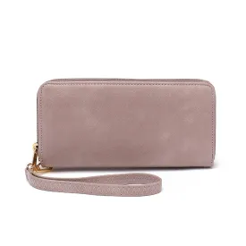 Double Zip Around Wallet  with Wristlet Strap