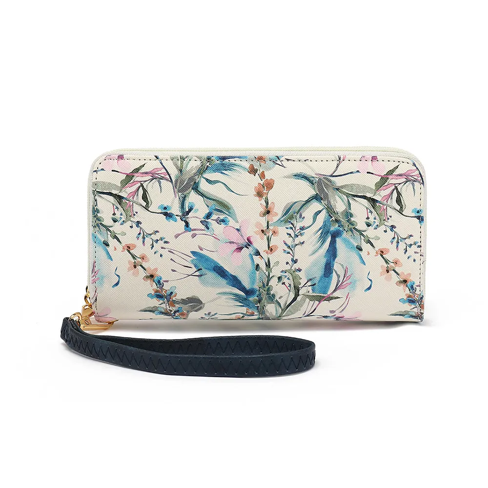 Double Zip Around Wallet  with Wristlet Strap
