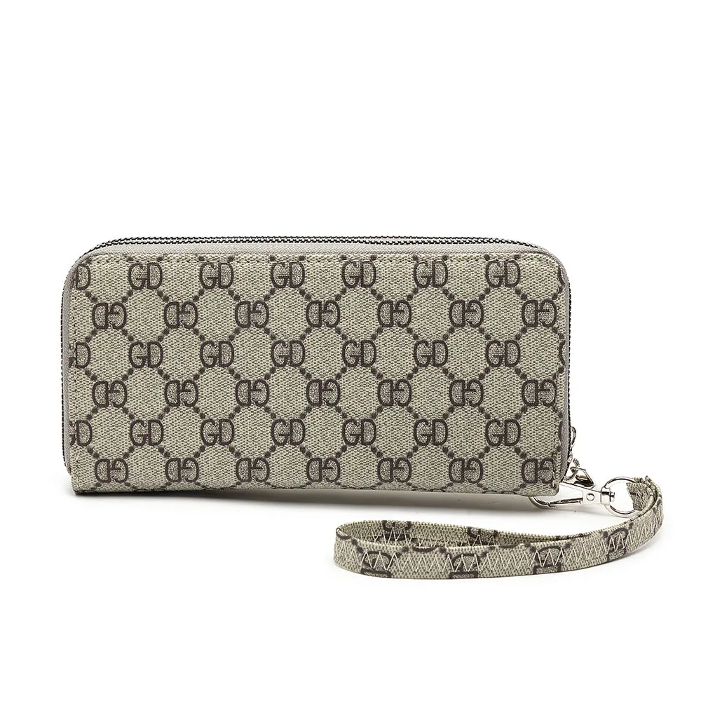 Double Zip Around Wallet  with Wristlet Strap
