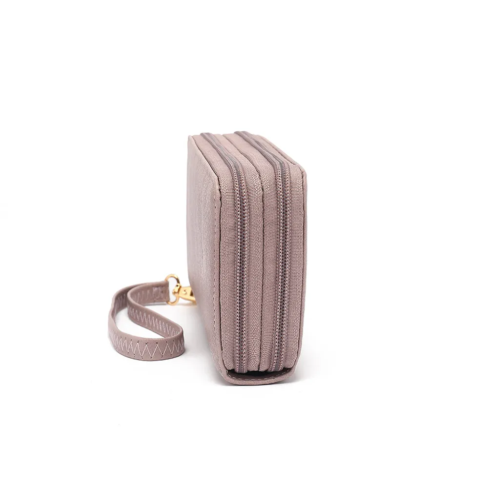 Double Zip Around Wallet  with Wristlet Strap
