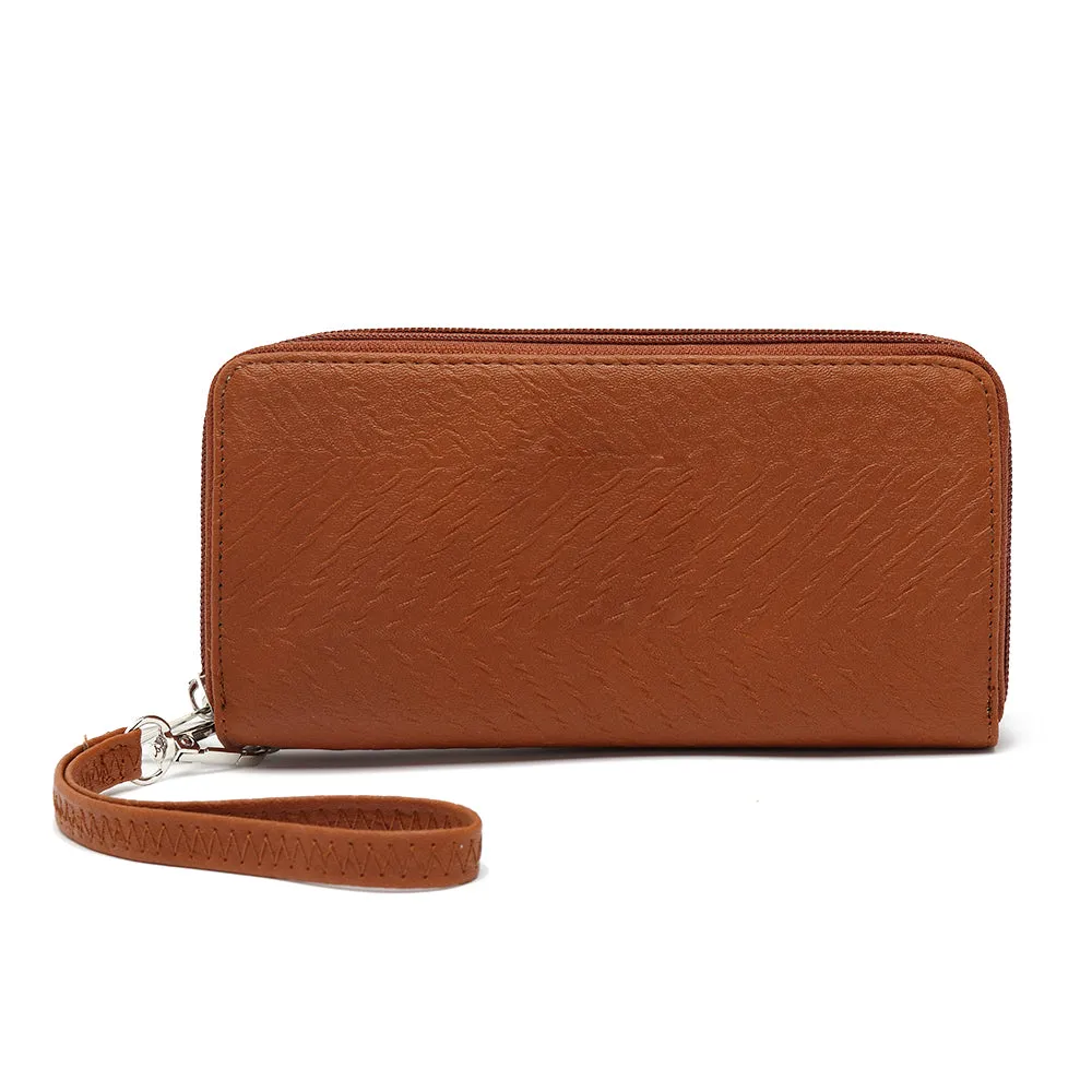 Double Zip Around Wallet  with Wristlet Strap