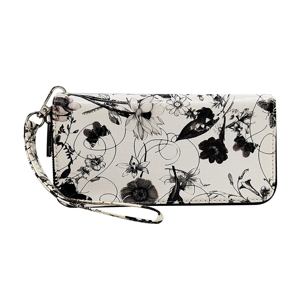 Double Zip Around Wallet  with Wristlet Strap