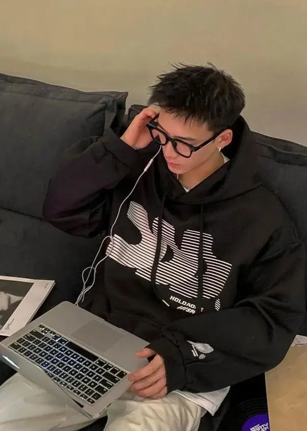 Drawstring Striped Letters Hoodie