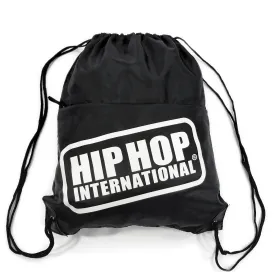 Drawstring Zipper Pocket Backpack - Black