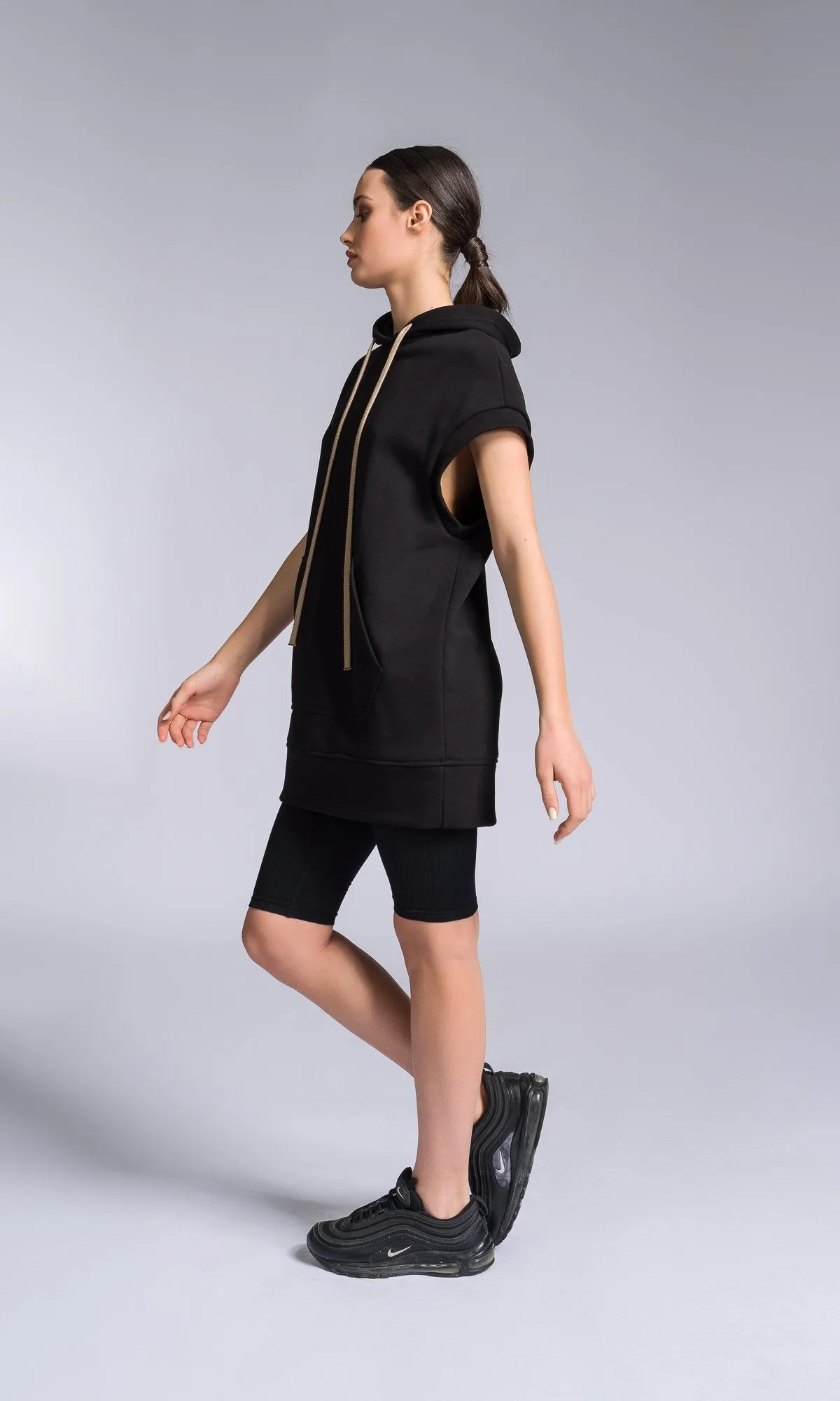 Drop Shoulder Sleeveless Hoodie