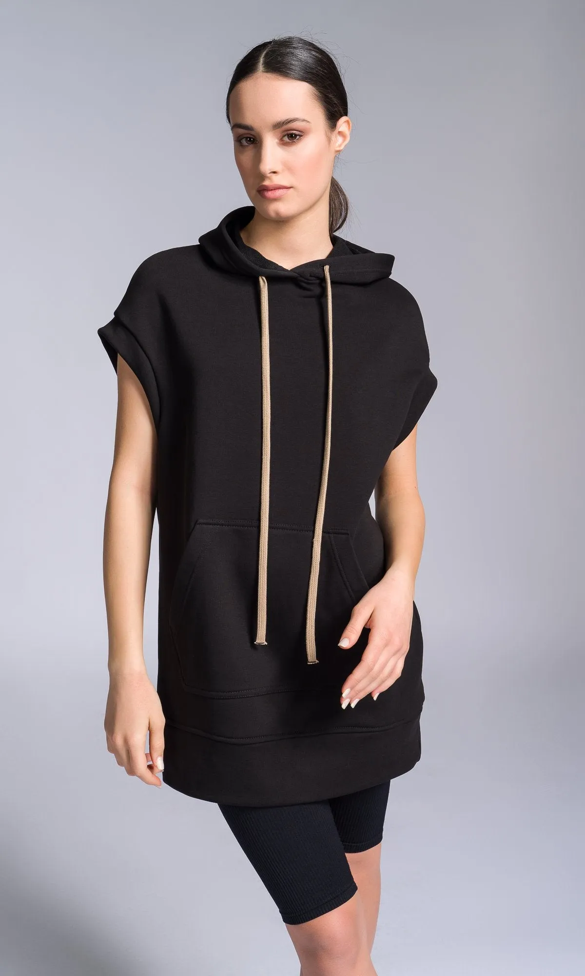 Drop Shoulder Sleeveless Hoodie