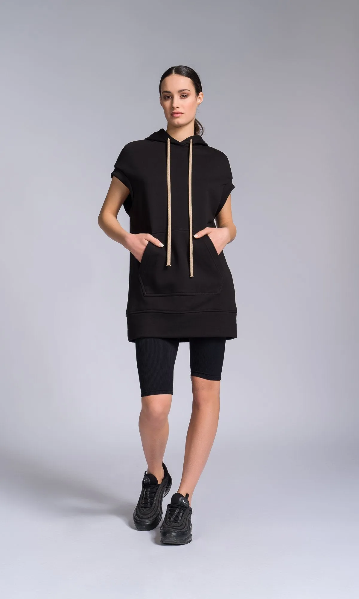 Drop Shoulder Sleeveless Hoodie