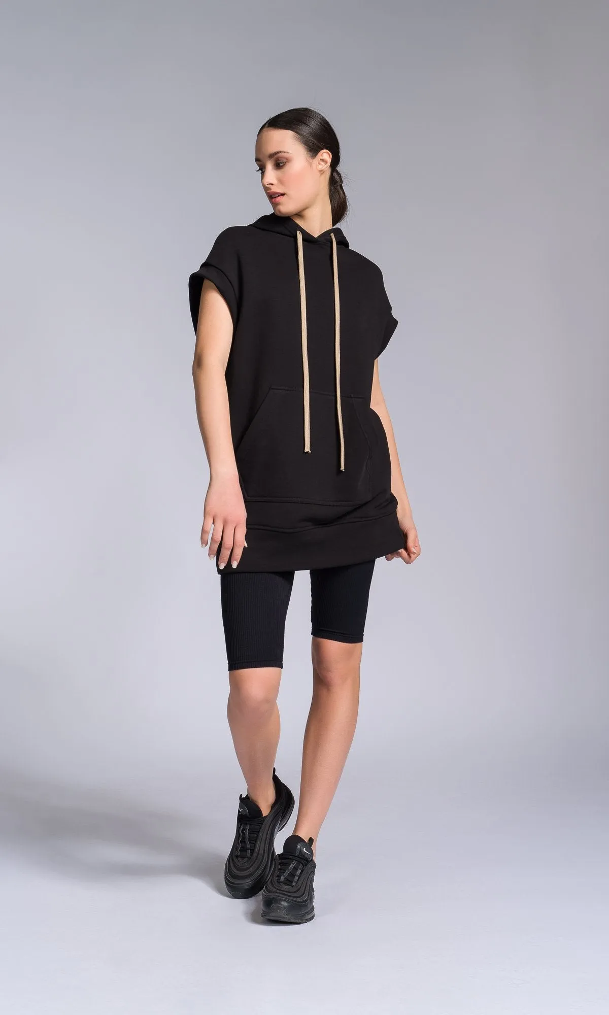 Drop Shoulder Sleeveless Hoodie