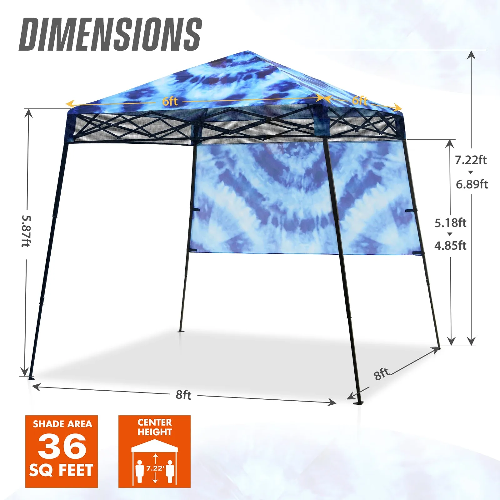 EAGLE PEAK Day Tripper 8x8 Slant Leg Canopy w/ Backpack (36 sqft of Shade)