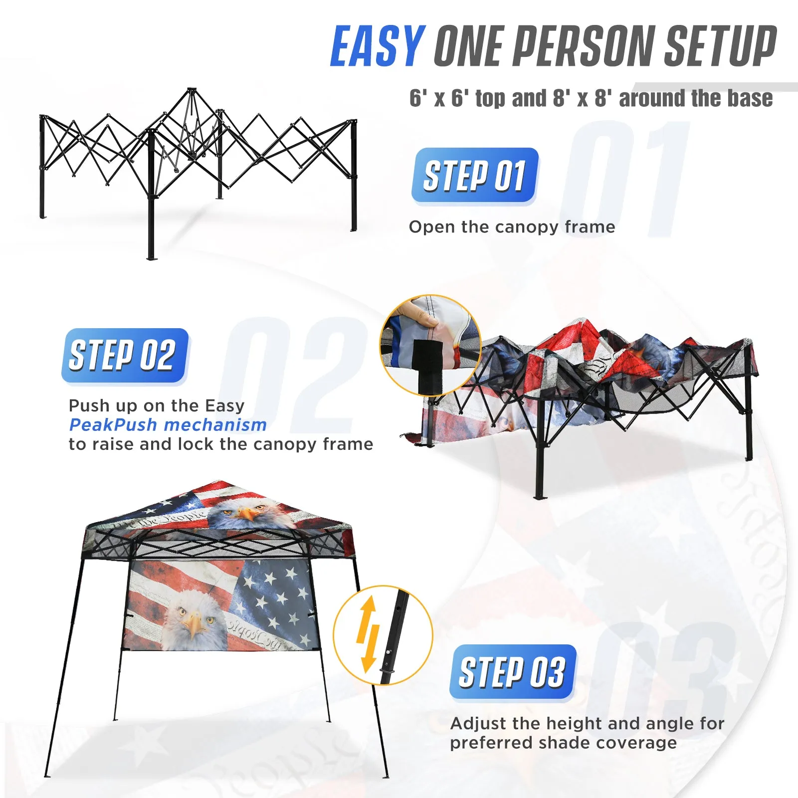 EAGLE PEAK Day Tripper 8x8 Slant Leg Canopy w/ Backpack (36 sqft of Shade)