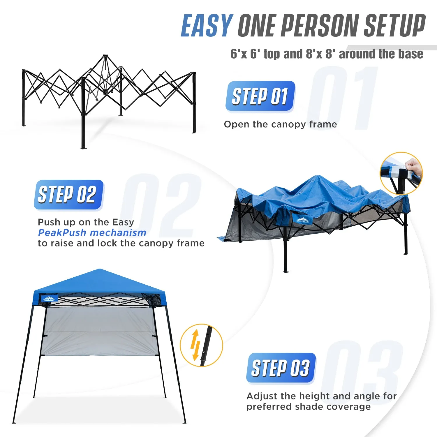 EAGLE PEAK Day Tripper 8x8 Slant Leg Canopy w/ Backpack (36 sqft of Shade)