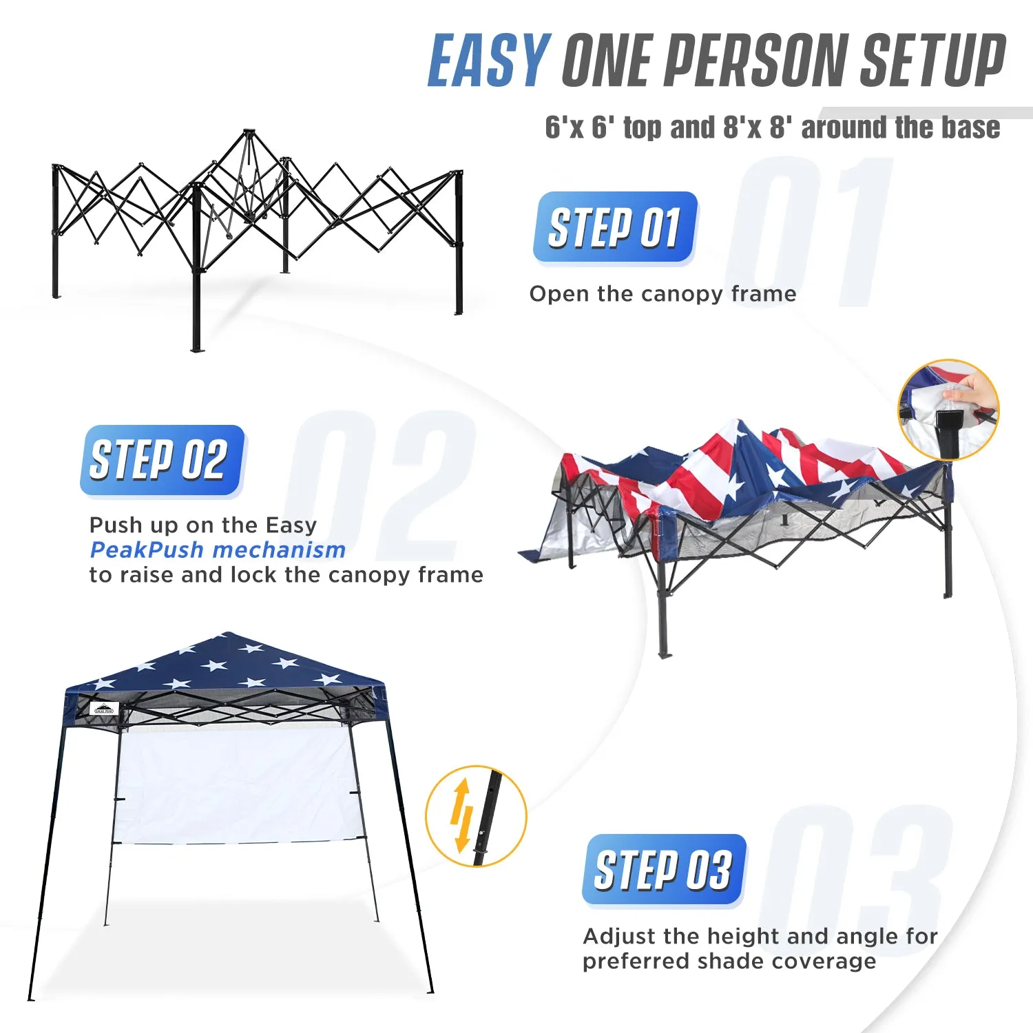 EAGLE PEAK Day Tripper 8x8 Slant Leg Canopy w/ Backpack (36 sqft of Shade)