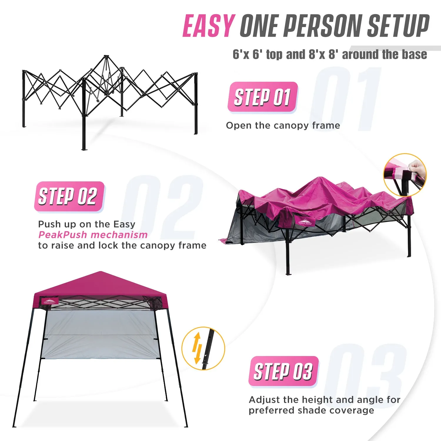 EAGLE PEAK Day Tripper 8x8 Slant Leg Canopy w/ Backpack (36 sqft of Shade)